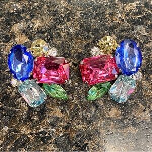 Rare multi colored flamboyant clip on earrings 1.5”